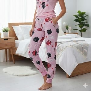Hot Topic Pink Cat Print Pajama Set